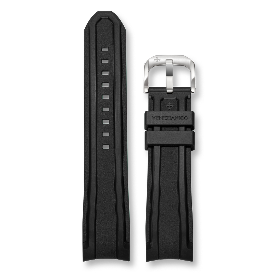 Venezianico Cinturino integrato in gomma Nero 22mm