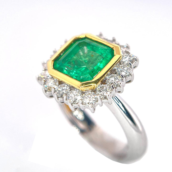 Anel de toque Recarlo 18kt Emerald e diamantes