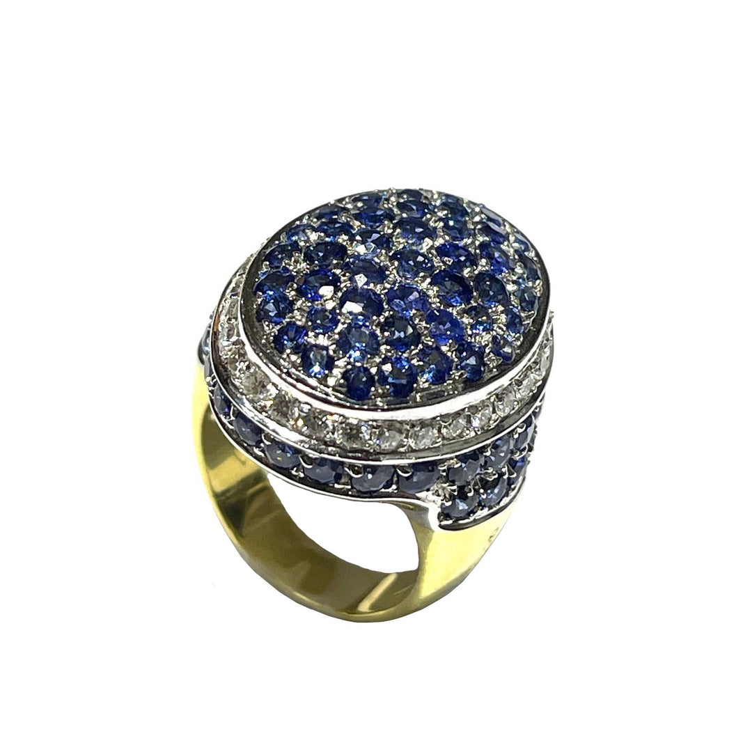 GoldTrend ring 18kt gold diamond sapphires 0056AG