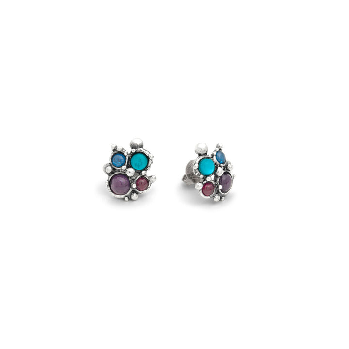 Giovanni Raspini Cocktail-Ohrringe Ohrringe aus 925er Silber, Perlmutt, Amethyst und Siamit 12528