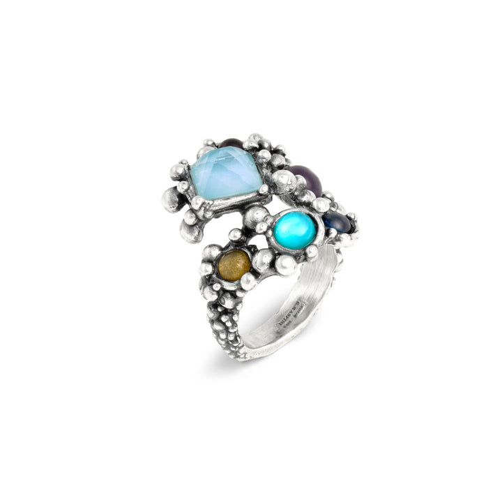Bague cocktail Giovanni Raspini Bague en argent 925, nacre, améthyste et siamite 12530