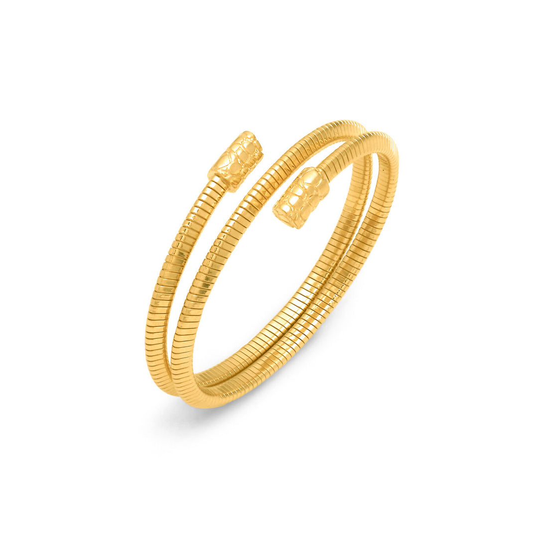 Giovanni Raspini kleines doppeltes Kroko-Tubegas-Armband, 18 kt vergoldetes 925er Silberarmband 12546