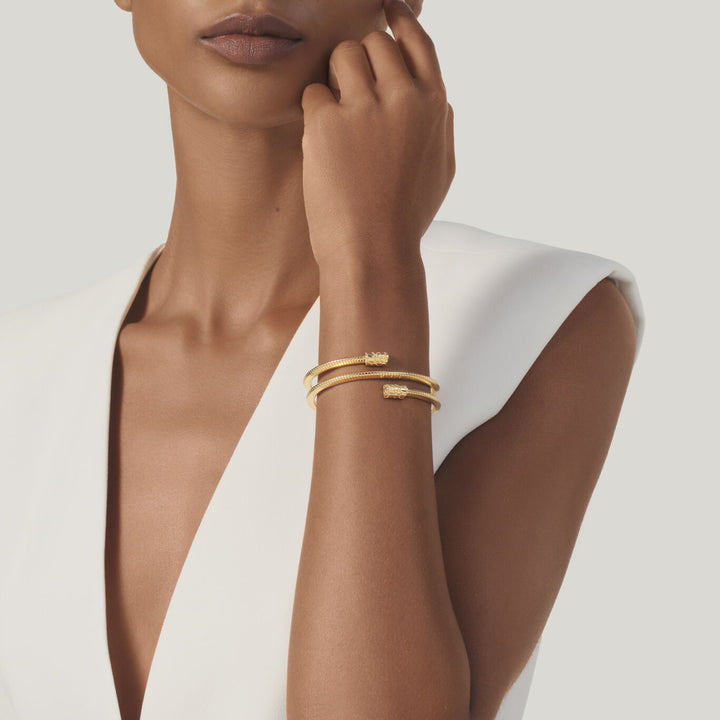 Giovanni Raspini kleines doppeltes Kroko-Tubegas-Armband, 18 kt vergoldetes 925er Silberarmband 12546