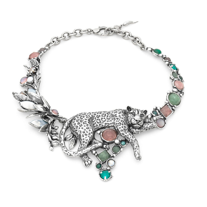Collier léopard jungle Giovanni Raspini Collier en argent 925, quartz naturel, nacre et perles 12627