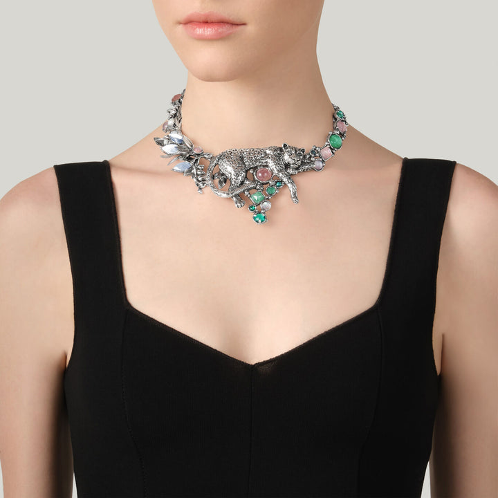 Collier léopard jungle Giovanni Raspini Collier en argent 925, quartz naturel, nacre et perles 12627