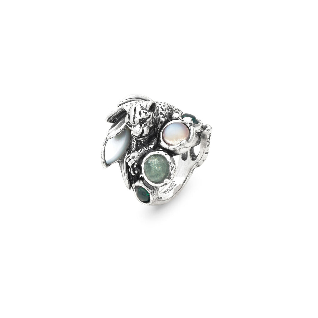 Giovanni Raspini anello leopardo jungle Anello in Argento 925, madreperla e quarzi 12630