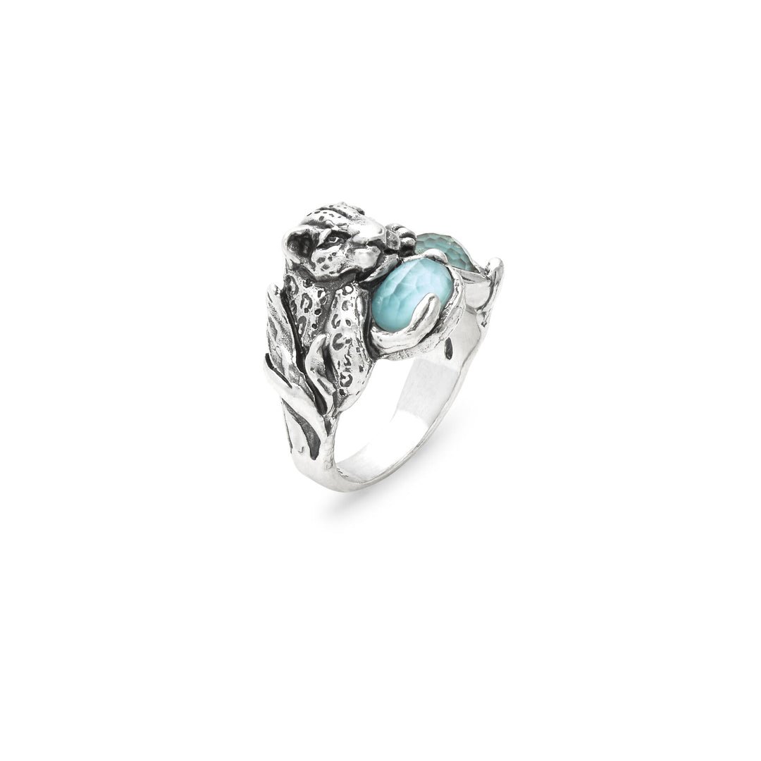 Bague Jaguar Bleu Giovanni Raspini - Bague en argent 925, nacre et quartz - 12683