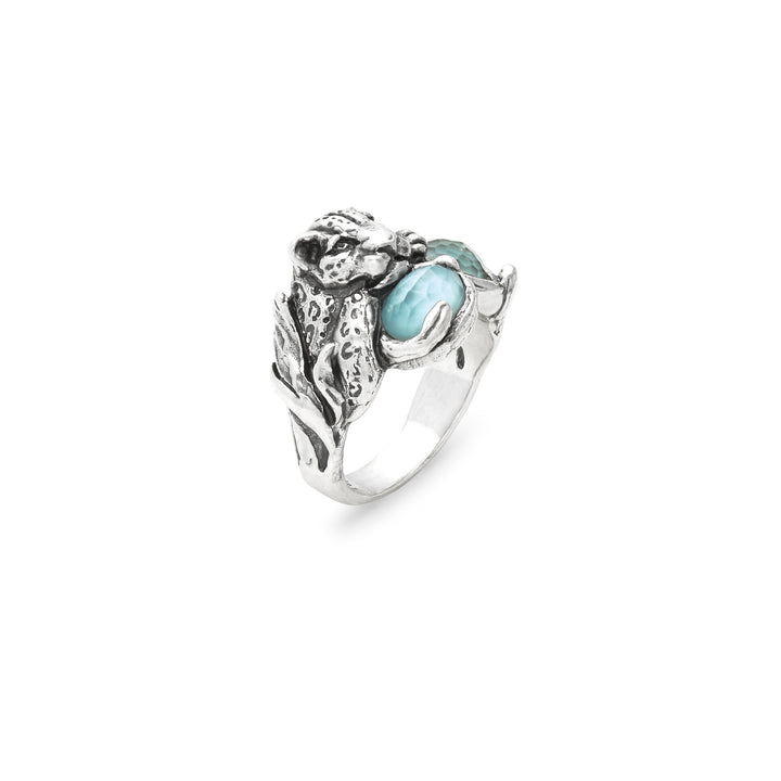 Bague Jaguar Bleu Giovanni Raspini - Bague en argent 925, nacre et quartz - 12683