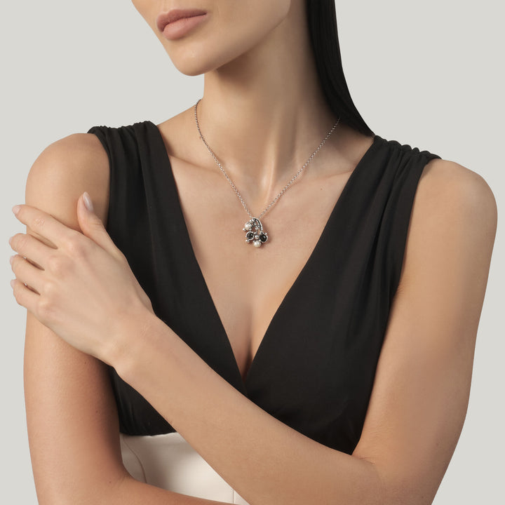 Giovanni Raspini Aura Pendant - Necklace in 925 Silver, natural pearls and onyx - 12686