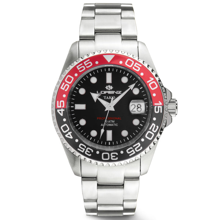 Lorenz Tako 43mm black automatic steel watch 030254PP