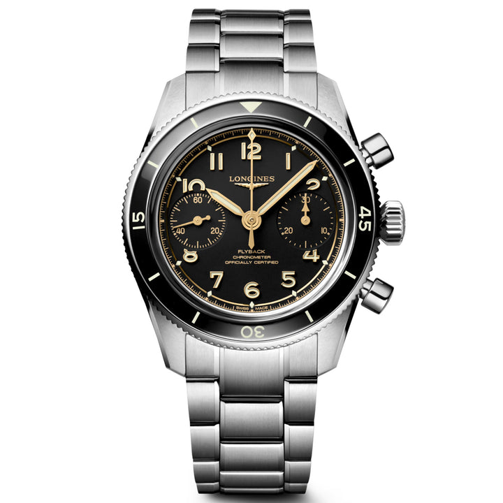 Longines orologio Spirit Pilot Flyback 72.6 39,5mm nero manuale acciaio L3.721.4.53.6