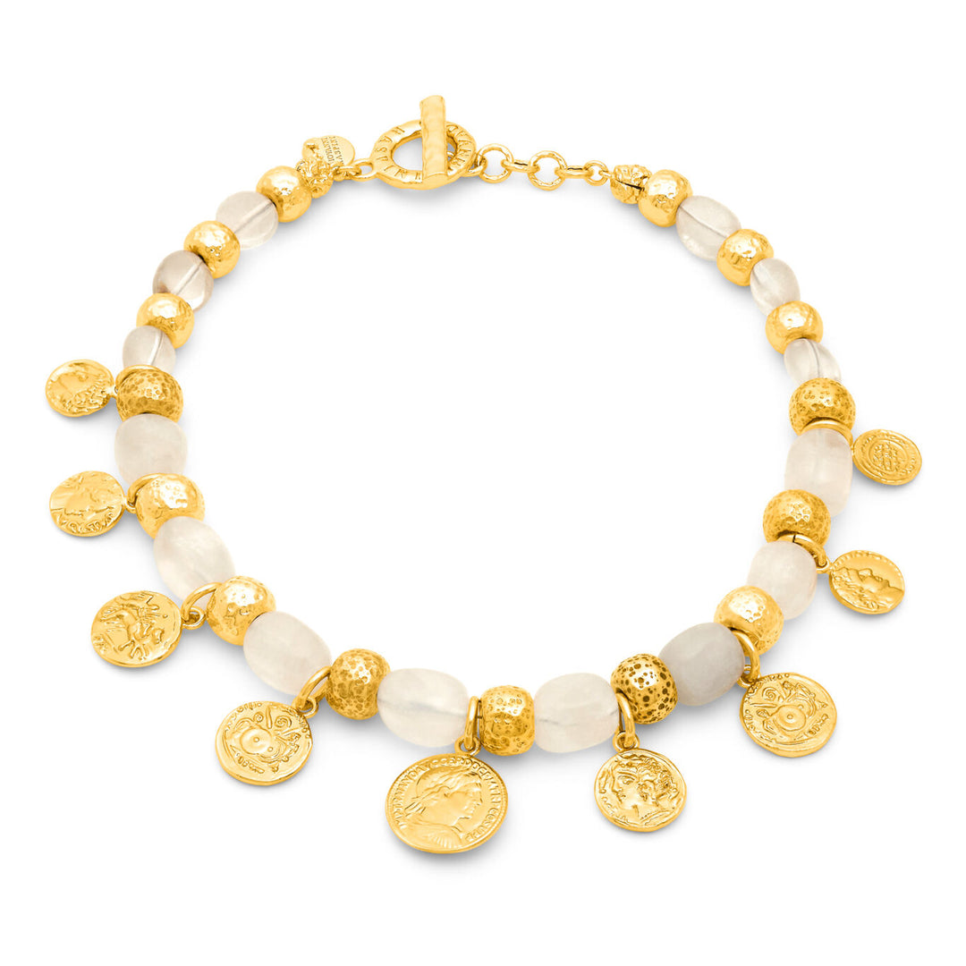 Collier pièce de monnaie en cristal Giovanni Raspini bronze doré N0028