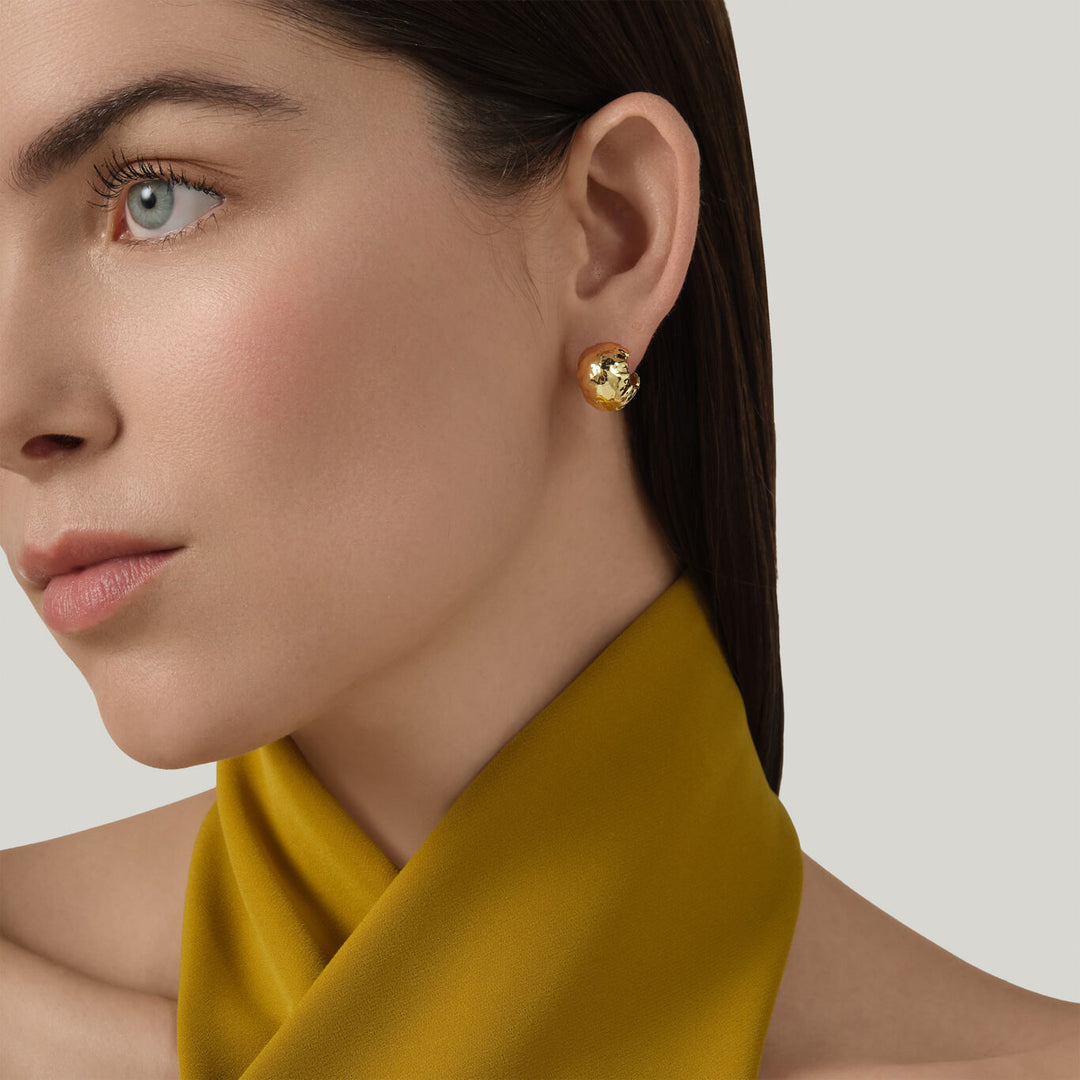 Giovanni Raspini small sand circle earrings 18 kt gold plated earrings N0049