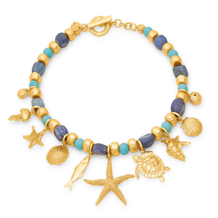 Giovanni Raspini collana grand bleu Collana placcata oro 18 kt con lapislazzuli e aulite N0070