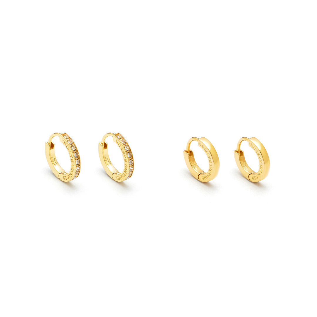 Giovanni Raspini Huggie-Set aus vergoldetem Silber und Zirkonen Creolen aus 18 kt vergoldetem Silber und Zirkonen X01606