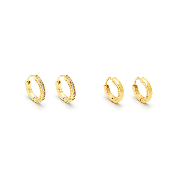 Giovanni Raspini Huggie-Set aus vergoldetem Silber und Zirkonen Creolen aus 18 kt vergoldetem Silber und Zirkonen X01606