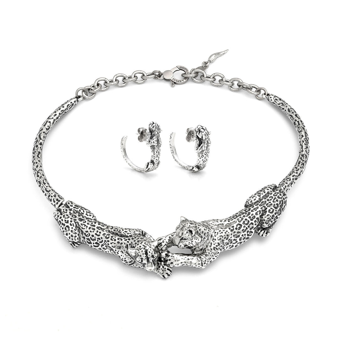 Giovanni Raspini set leopards Necklace and earrings in 925 Silver X01621