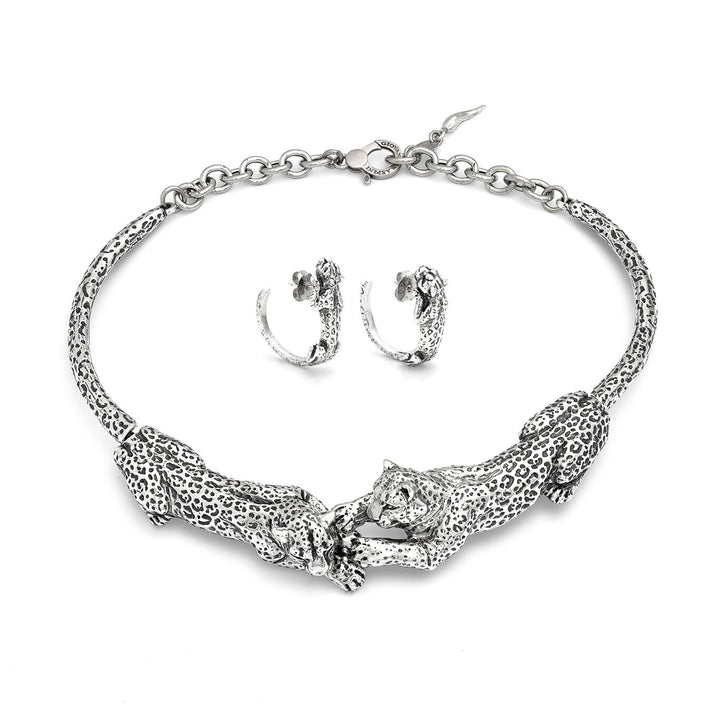 Giovanni Raspini set leopards Necklace and earrings in 925 Silver X01621