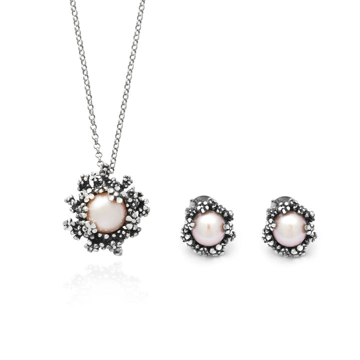 Giovanni Raspini parure fleur Collier et boucles d&
