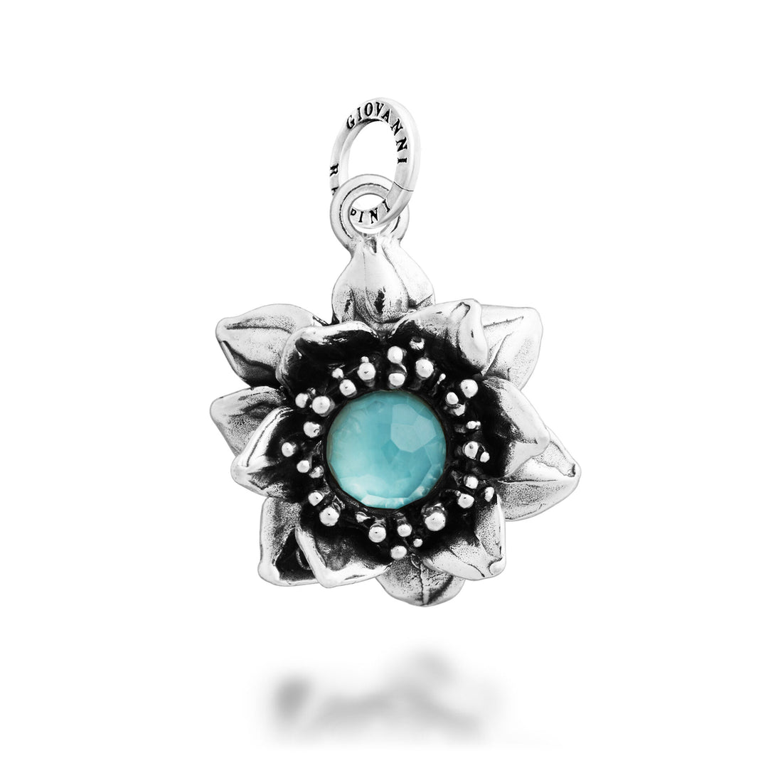 Giovanni Raspini Water Lily Cabochon Charm - Charm en argent, nacre et quartz - 12713