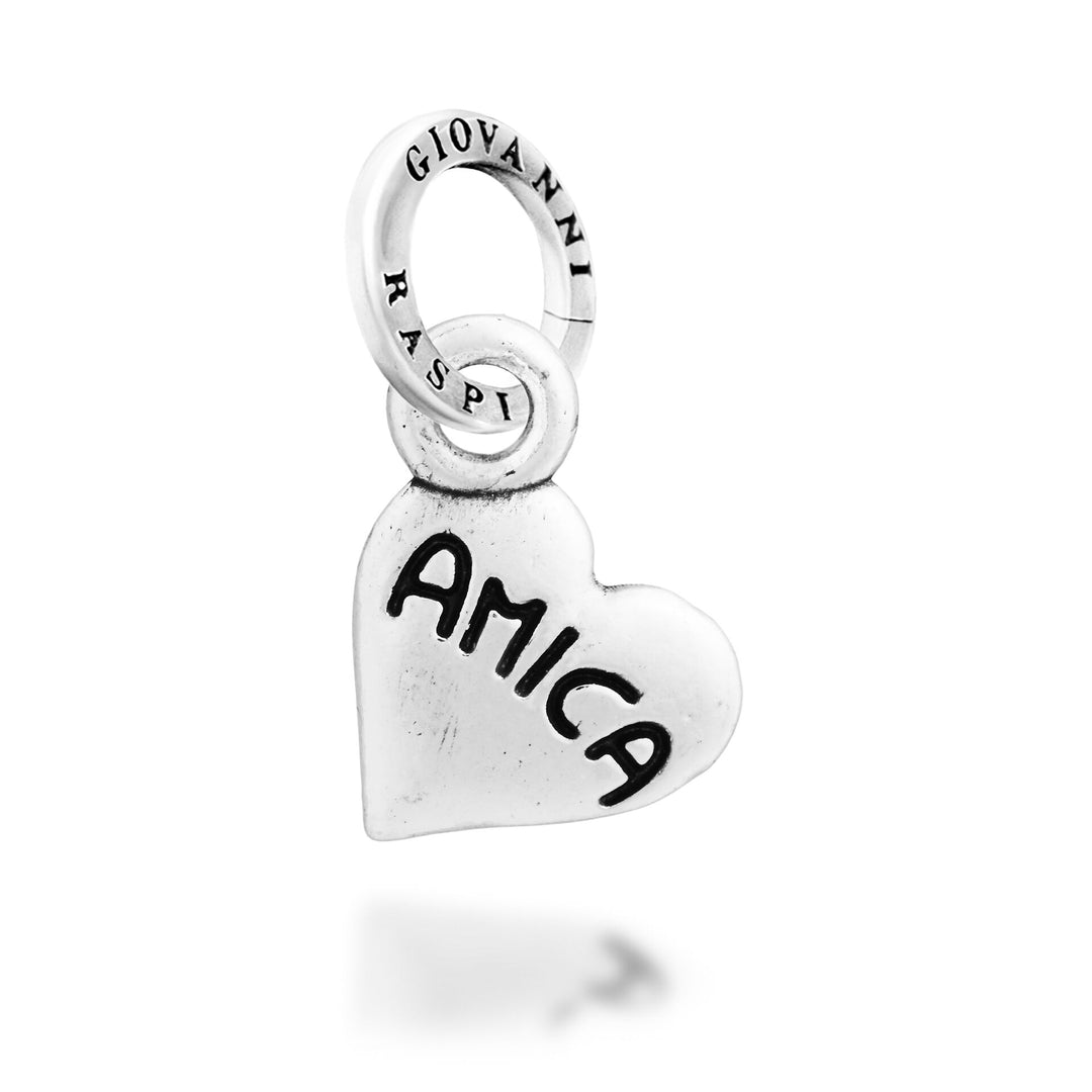 Giovanni Raspini Heart Charm "Amica" - Silver Charm - 12739