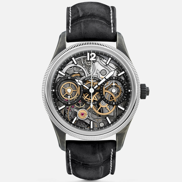 Montblanc orologio 1858 The Unveiled Secret Minerva Monopusher Chronograph Edizione Limitata - 88 esemplari 43mm scheletrato manuale acciaio 131155