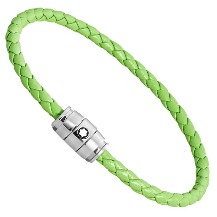 Montblanc 3-Ring-Armband aus Stahl und Meisterstück Lime-Leder, Größe L 13429268