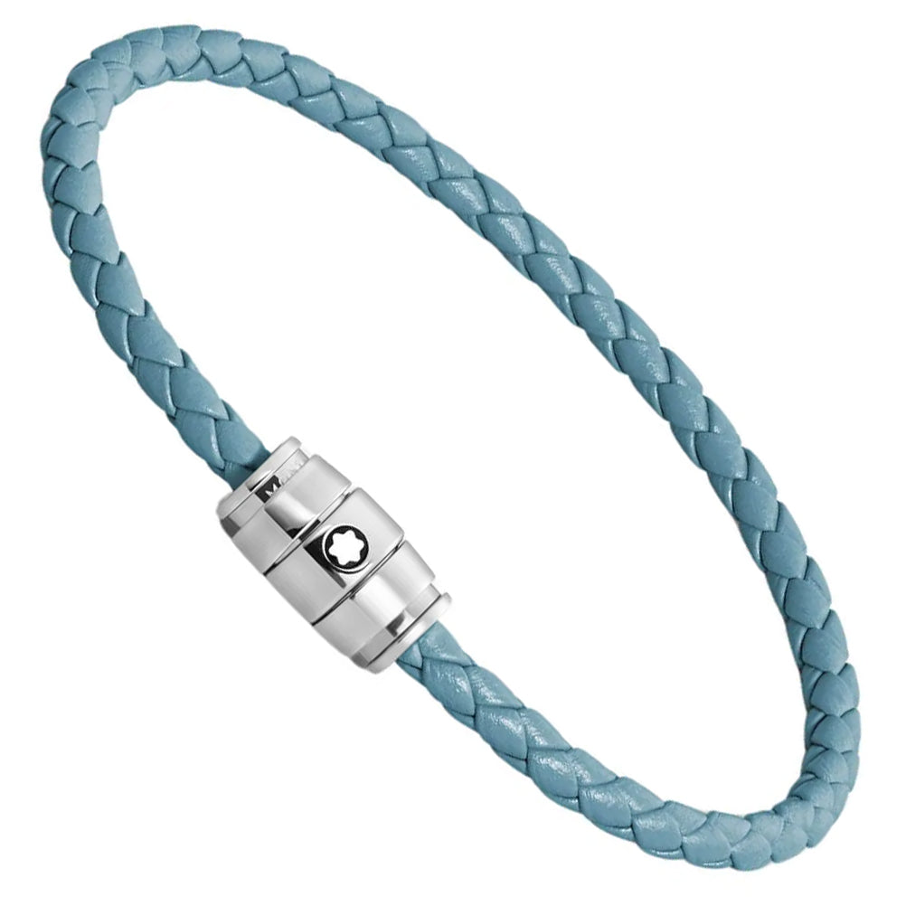 Montblanc 3-ring steel bracelet and Meisterstück Blue Fumè leather size M 13429363