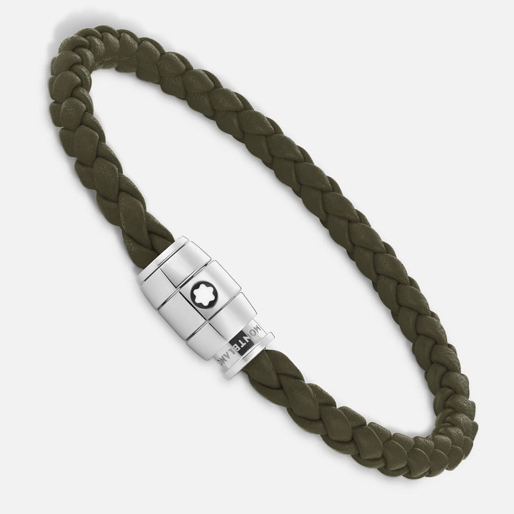 Montblanc 3-Ring-Stahlarmband und Meisterstück Kaki-Leder, Größe M 13600463