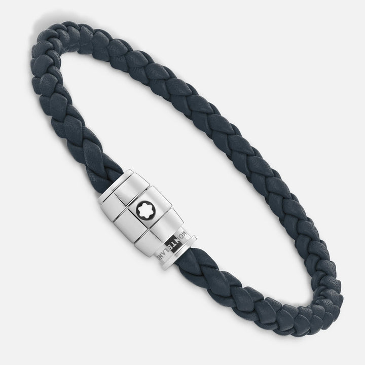 Montblanc 3-Ring-Stahlarmband und Meisterstück-Leder Air Force Blue Größe L 13601468