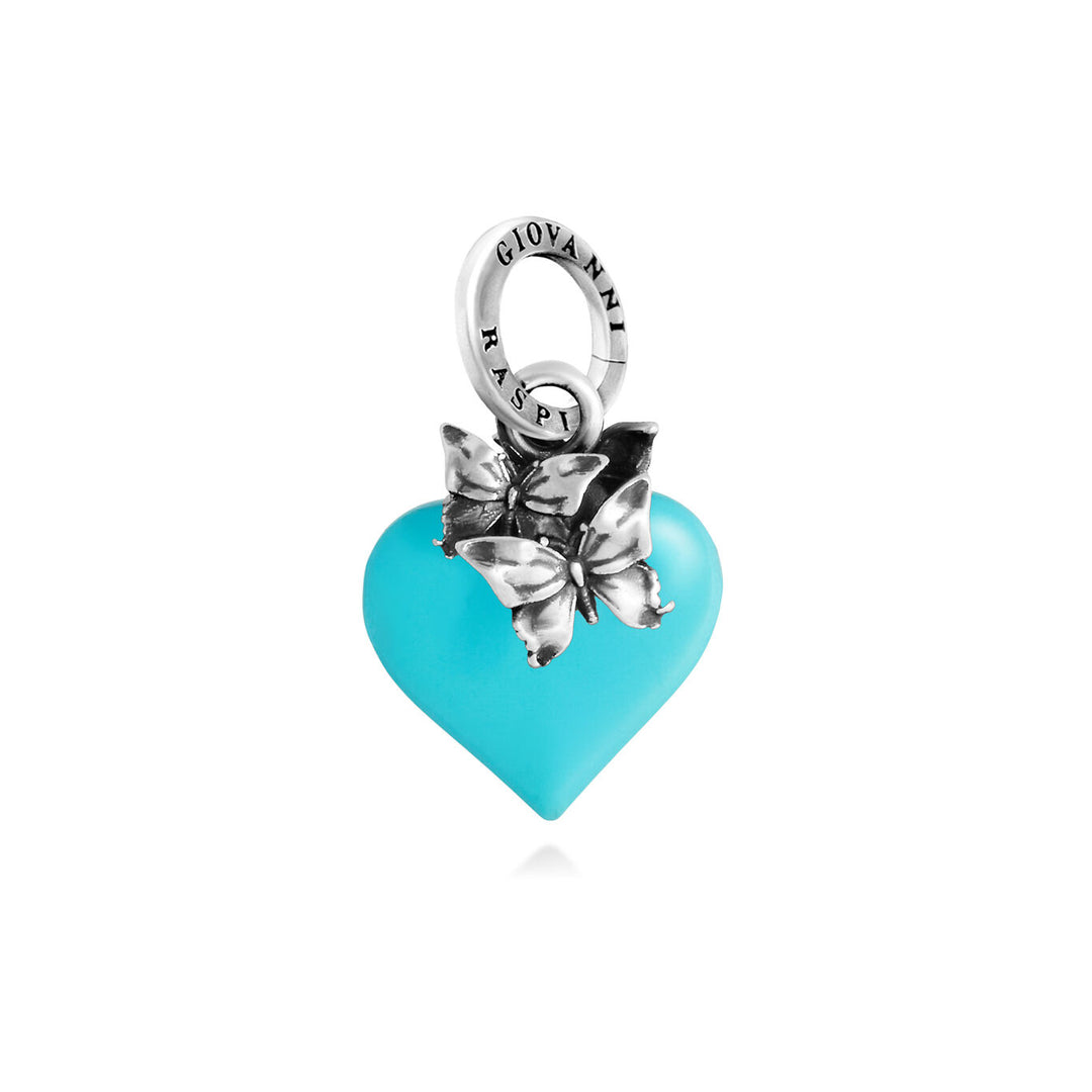 Giovanni Raspini Breloque coeur papillon bleu clair 12465
