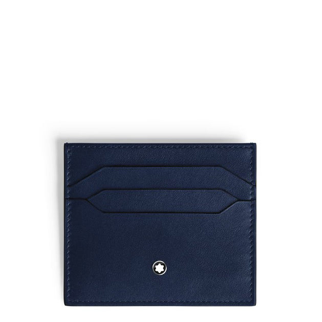 Montblanc portacarte 6 tasche pelle Meisterstück blu 221664