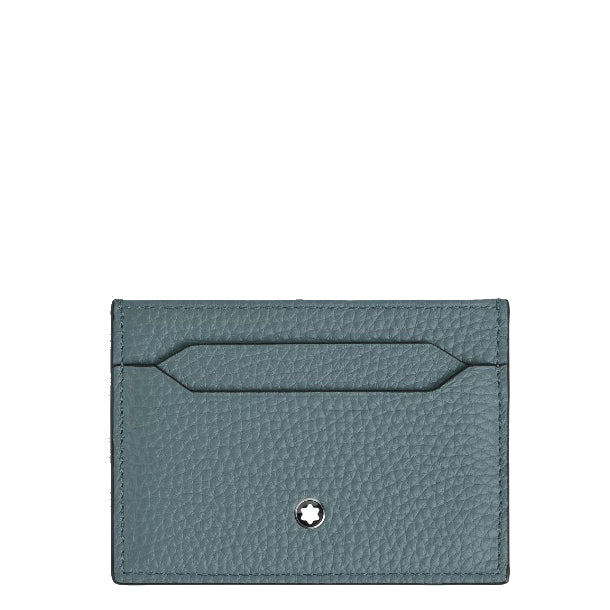 Montblanc 5-Pocket-Kartenetui aus genarbtem Leder in Eisblau 223033