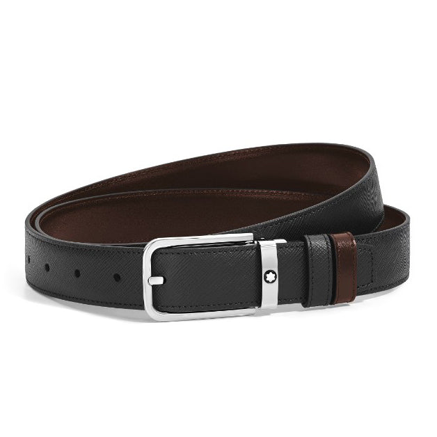 Ceinture réversible Montblanc 30 mm noir/ébène boucle rectangulaire en cuir Sartorial 223413