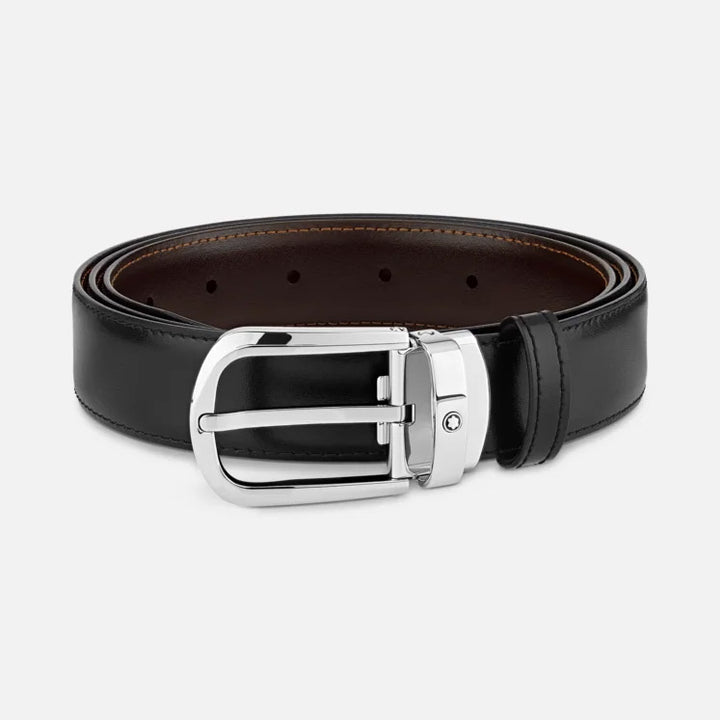 Ceinture élégante Montblanc 30 mm boucle fer à cheval réglable réversible noir/marron Sartorial 113834