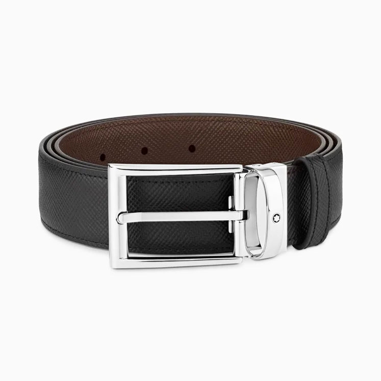 Montblanc reversibelt belte i svart skinn/brun 35 mm 118436