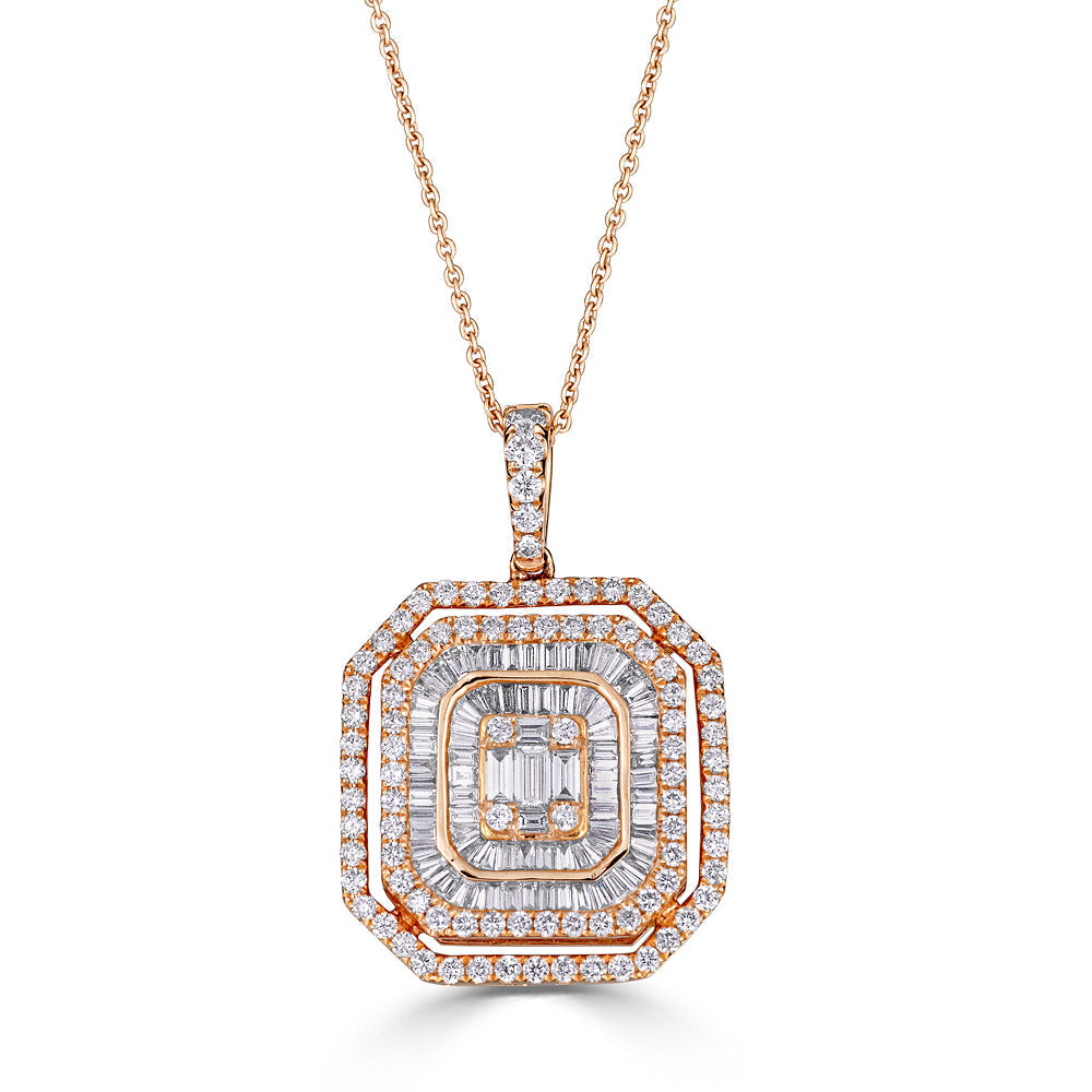Zydo-Anhänger mit Diamanten im Rundschliff und Smaragd, eingefasst in Roségold-Illusion 52101
