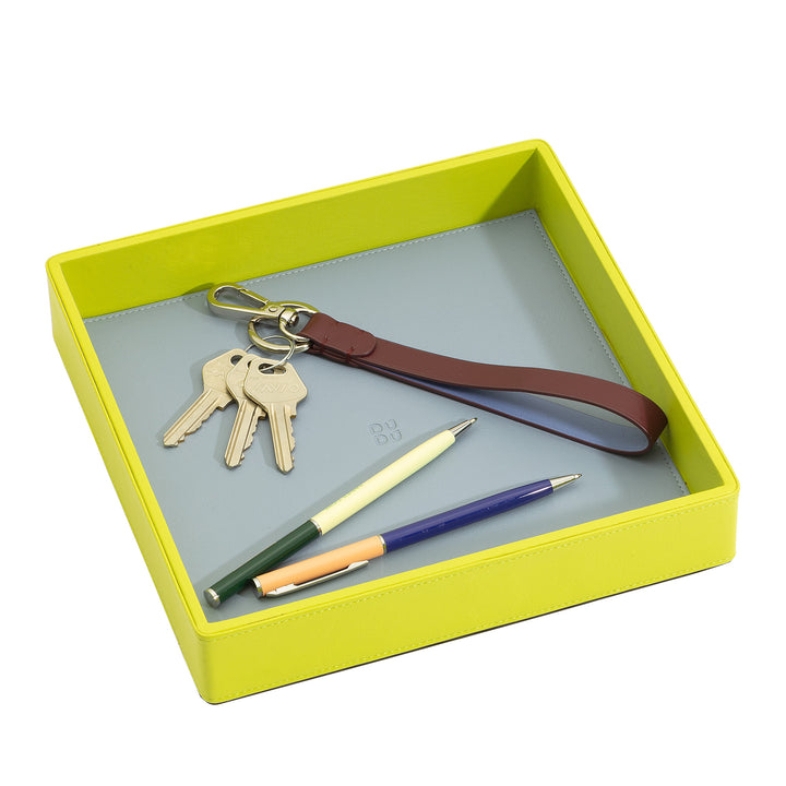 Plateau de poche en cuir coloré DUDU Entryway Designer avec boîte-cadeau