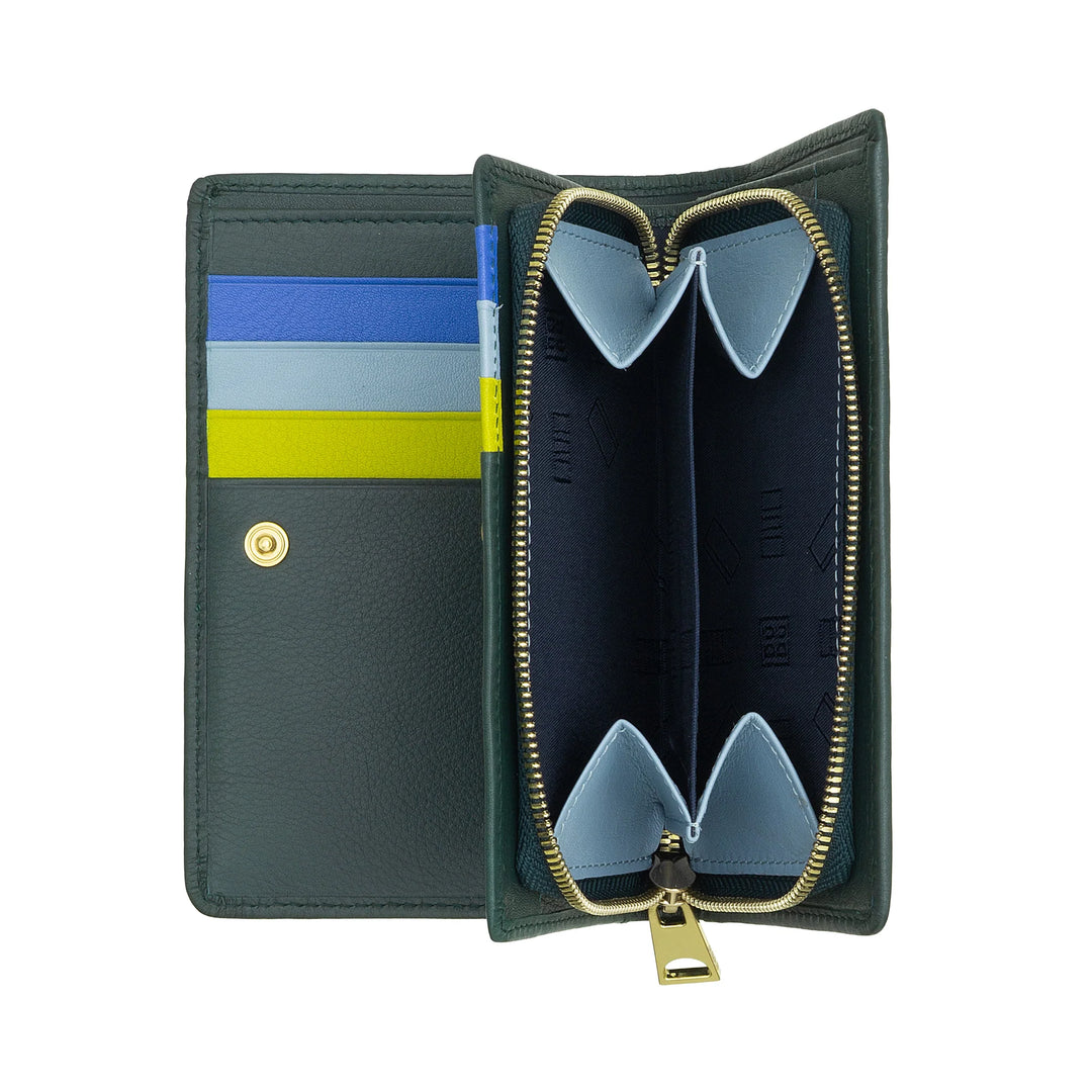 DUDU Bunte RFID-Damenbrieftasche aus mehrfarbigem Leder mit Münzfach mit Reißverschluss, Karten- und Kartenfächern