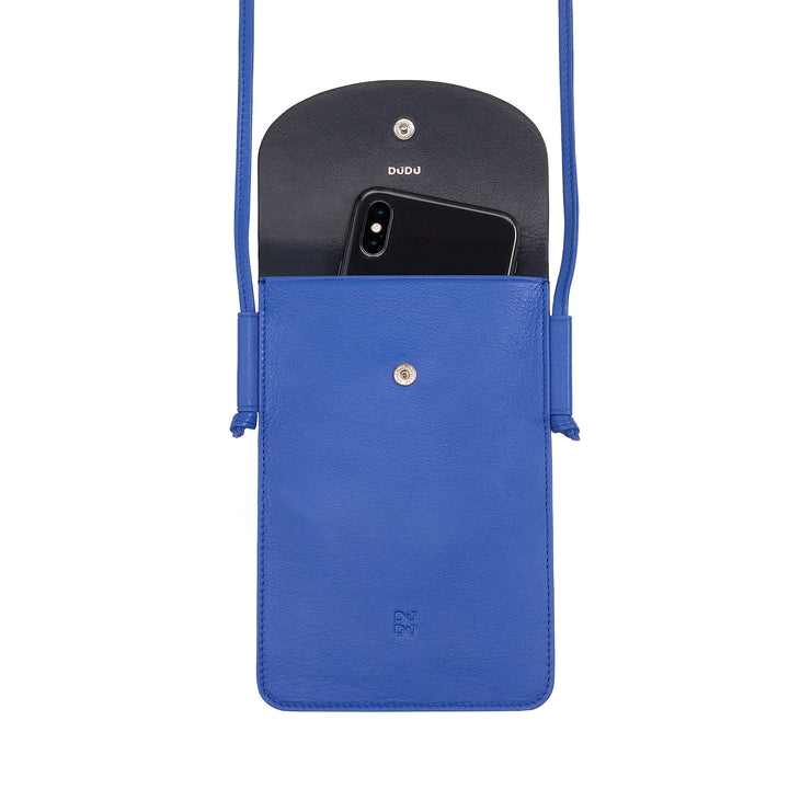DUDU Custodia Porta Cellulare da Collo in Pelle, Astuccio Porta Smartphone fino a 6,7 Pollici con Bottone, Laccio Tracolla Regolabile, Design Sottile