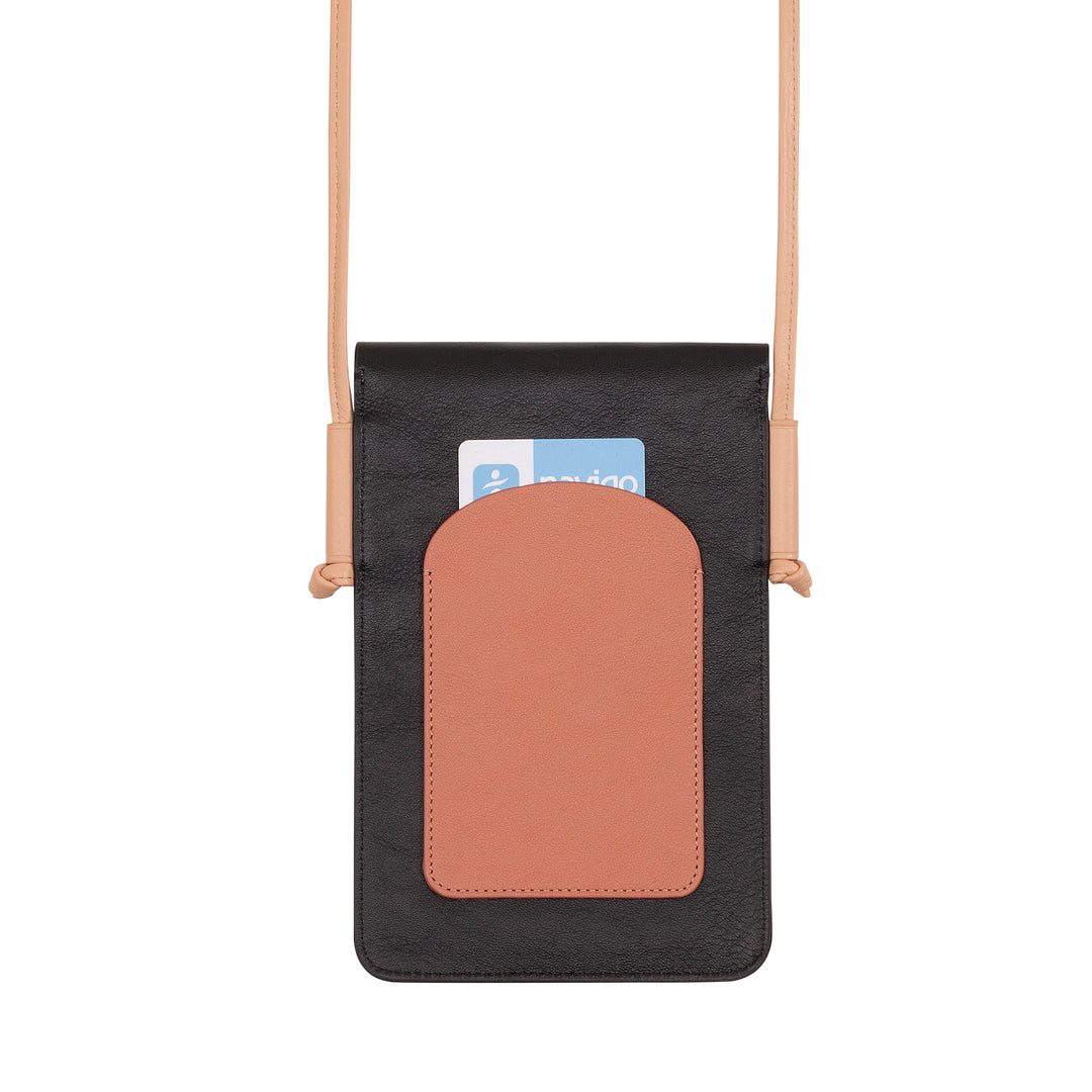 DUDU Leather Neck Phone Case, Smartphone Holder Case up to 6.7 Inch with Button, Adjustable Shoulder Strap, Slim Design