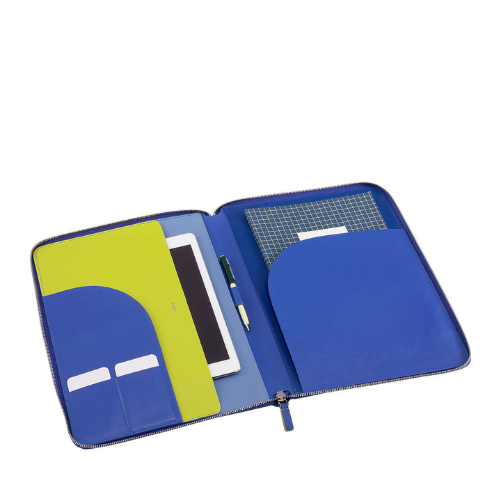 DUDU A4 Leder-Dokumentenmappe, Büro-Klemmbrett, mehrfarbig, iPad-Tablet-Ordner mit Reißverschluss