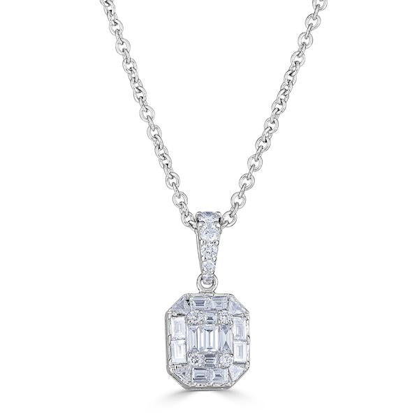 Zydo pendant with round cut diamonds and emerald set in white gold illusion 53643