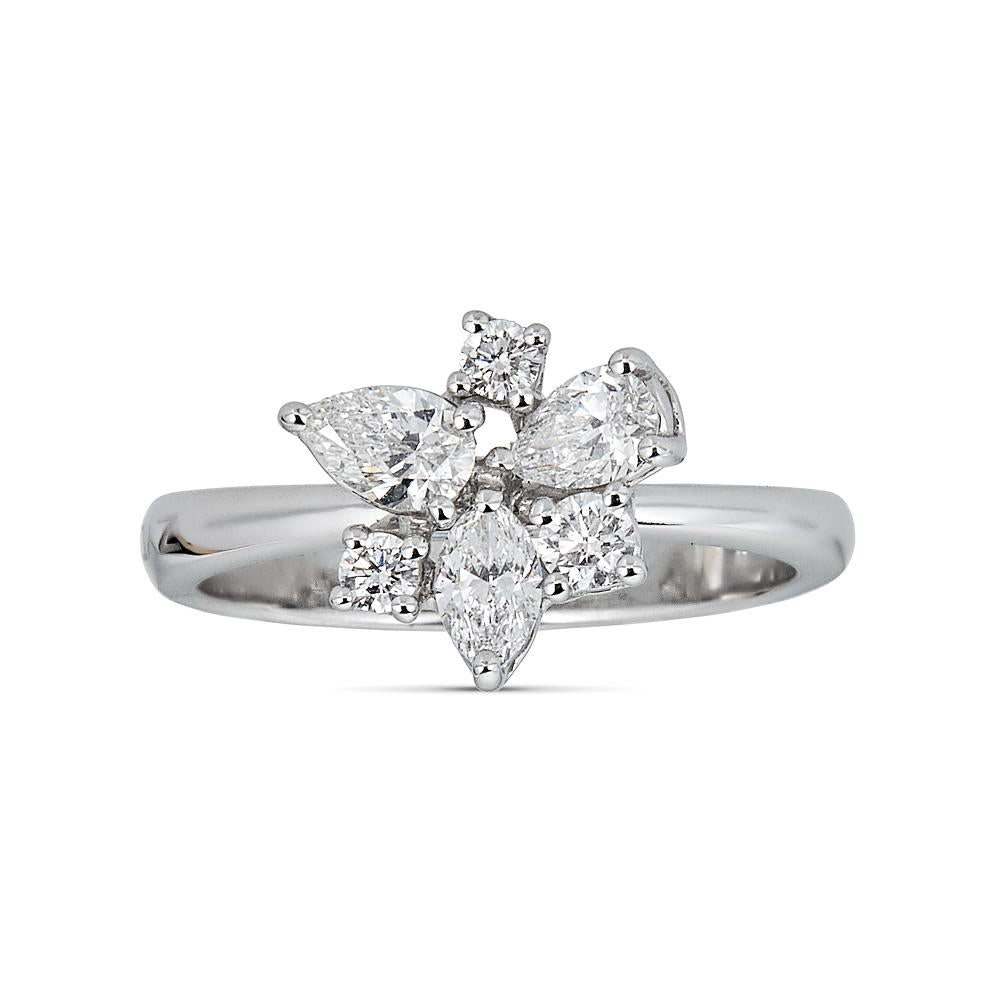 Bague Zydo avec triple diamant rond et fantaisie multiniveau en or blanc 55433