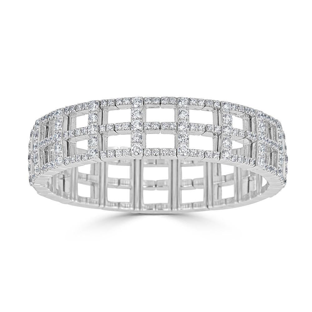 Zydo h elastisches Armband mit doppelter Reihe Weißgolddiamanten 55779
