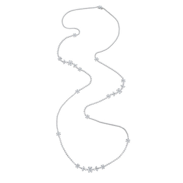 Sautoir Zydo avec diamants et fleurs en or blanc 56368
