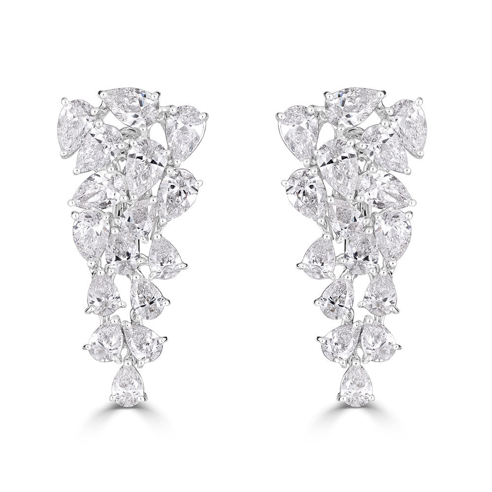 Zydo orecchini pendenti con diamanti a forma di pera oro bianco 55812