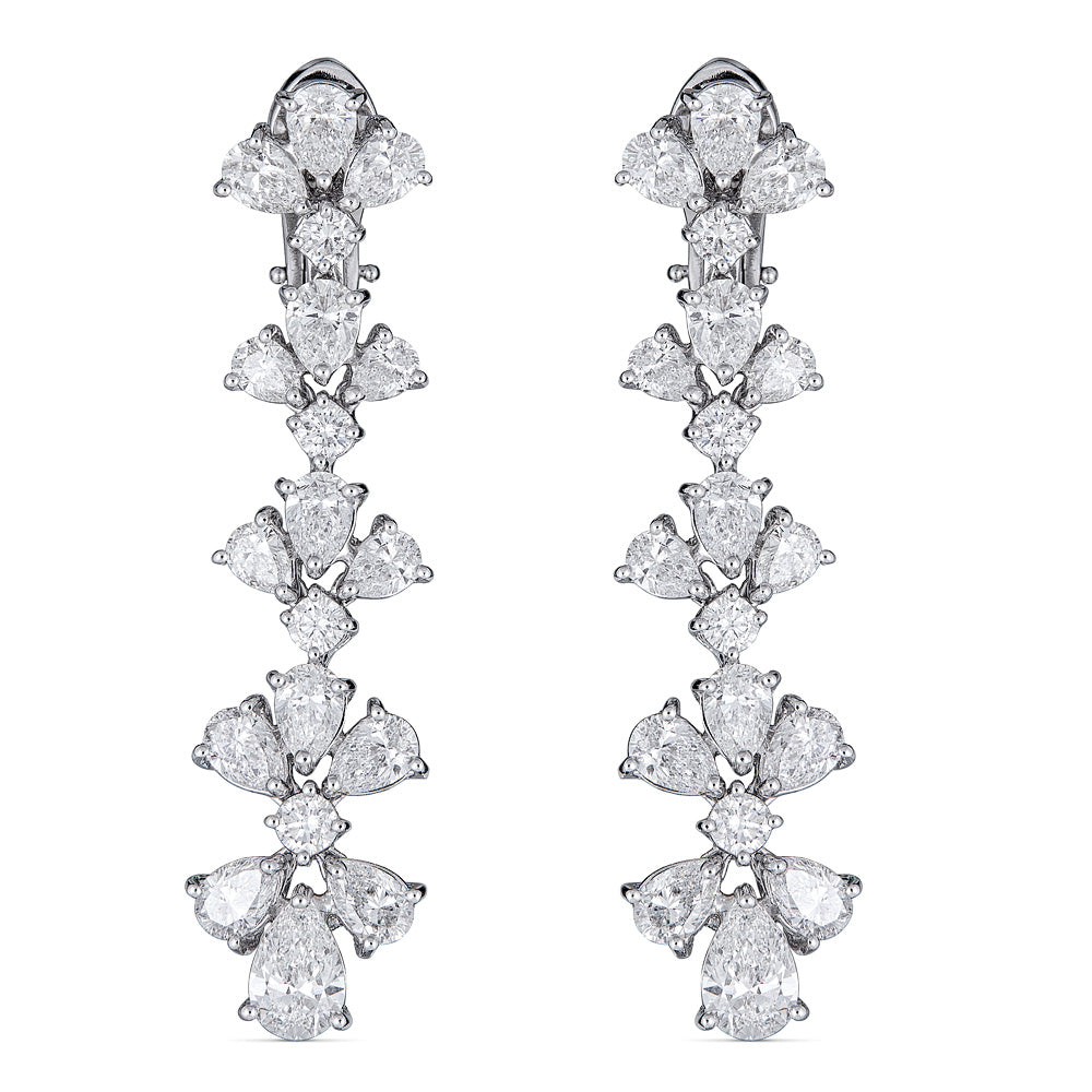 Zydo drop earrings with round and pear cut diamonds in white gold 55813