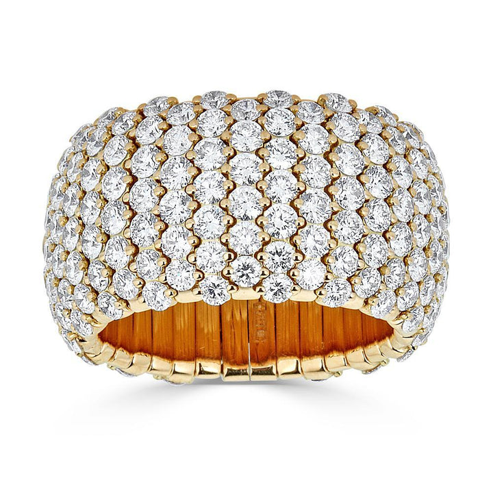 Zydo anello elastico largo con cupola di diamanti oro giallo 57617
