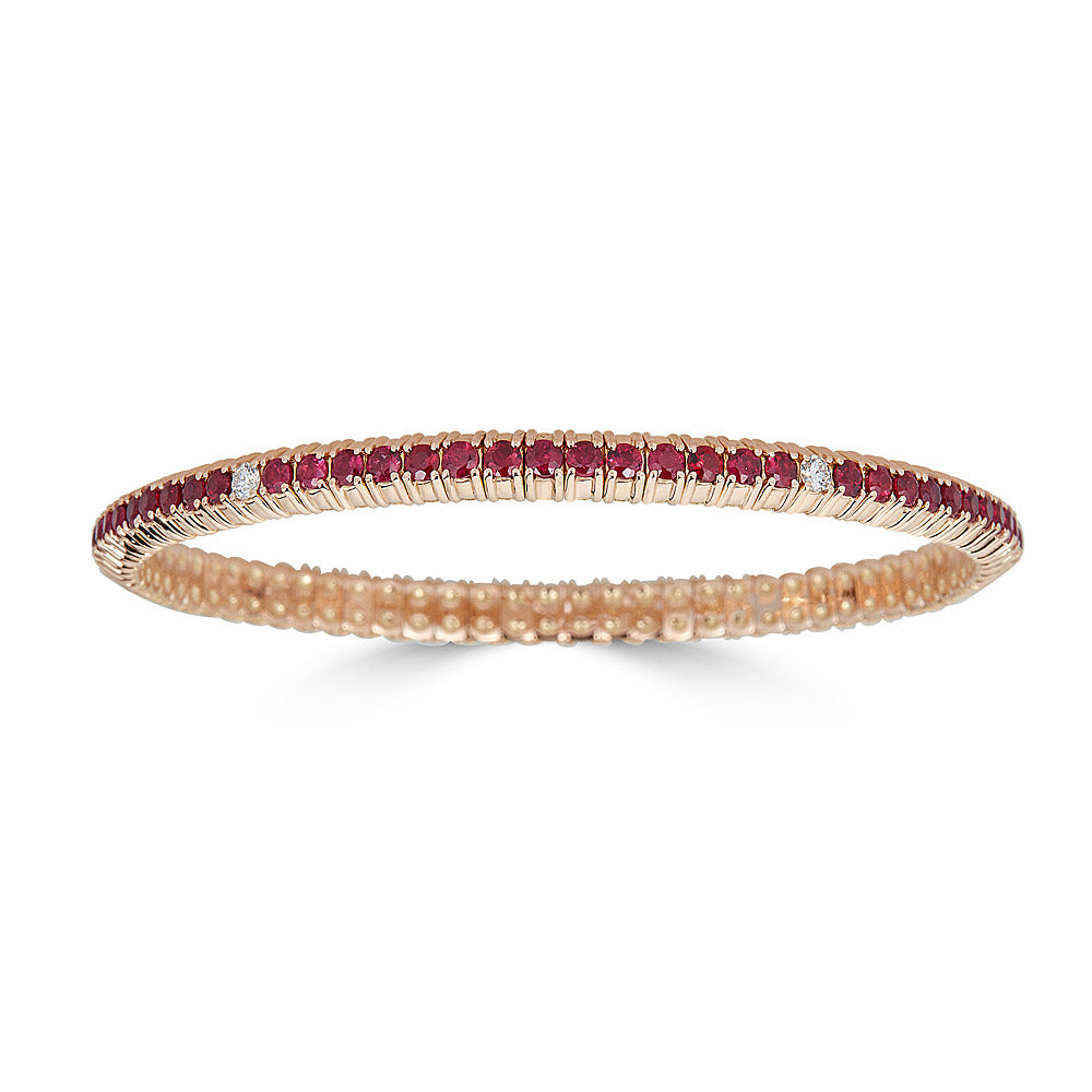 Zydo elastic bracelet in ruby with ruby rose gold diamonds 59221